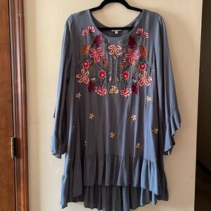 Multicolored Ruffled Bell Sleeve Sundress